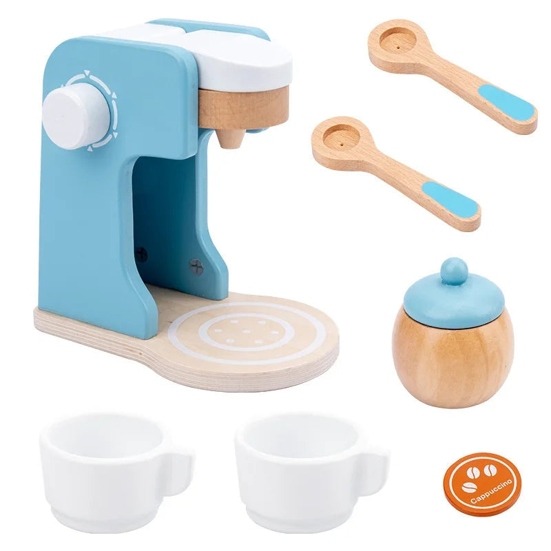 Toychef Woodset – Set da cucina in legno per bambini – Macchina da caffè, tostapane e frullatore – Apprendimento ispirato al metodo Montessori