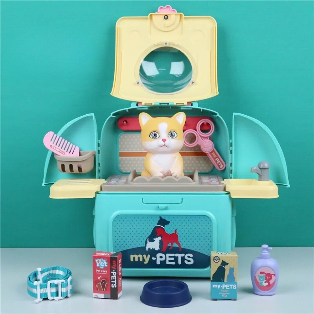 Toyvet Playset – Set di gioco portatile da veterinario per bambini con zaino e 16 accessori