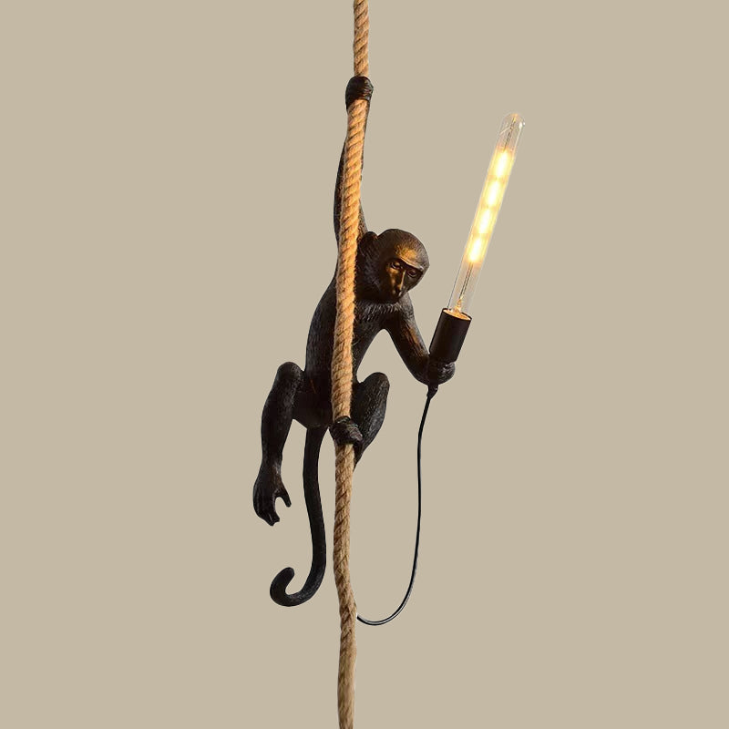 Resin Monkey hanglamp met touwdetail