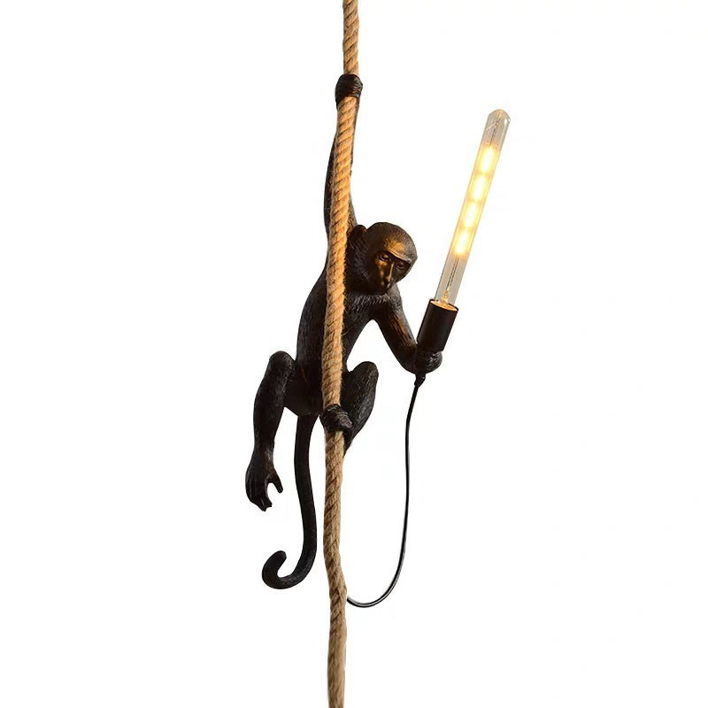 Resin Monkey hanglamp met touwdetail