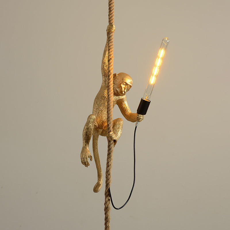 Resin Monkey hanglamp met touwdetail