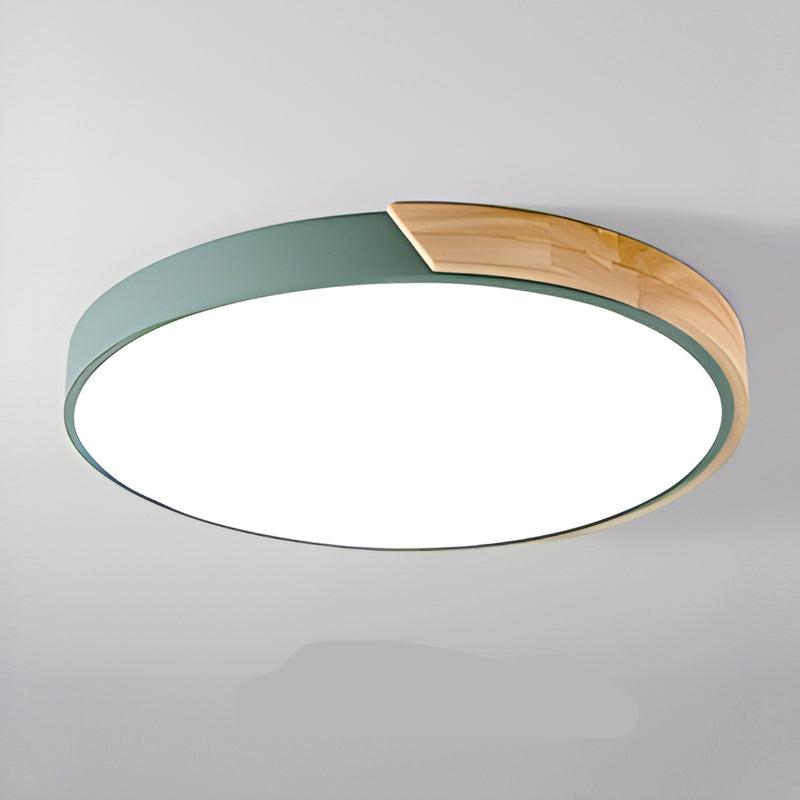 Plafonnier bois LED moderne à montage affleurant