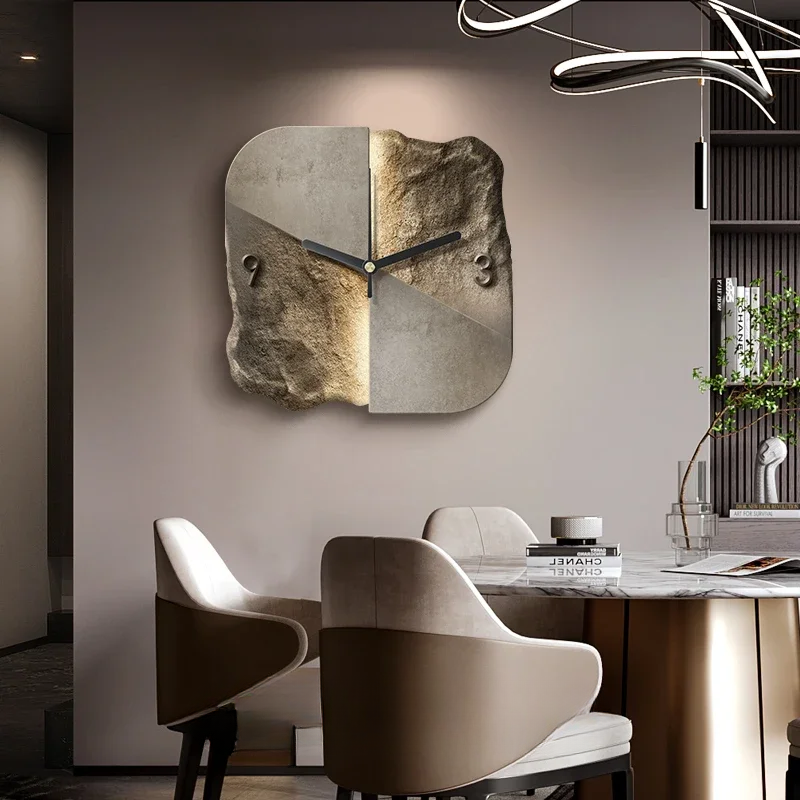 Horloge murale moderne en grès 3D à quartz silencieuse