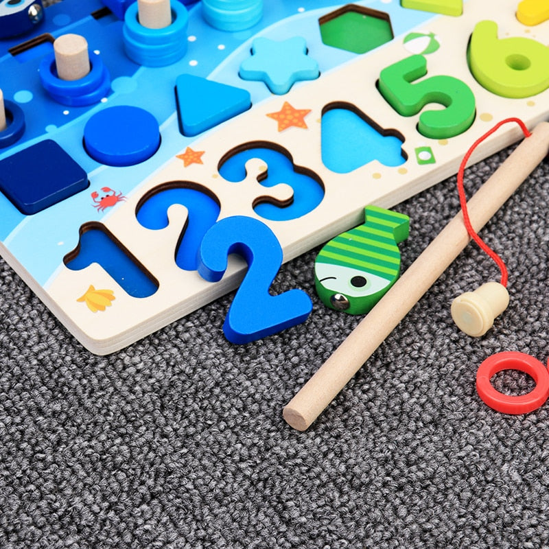 Toymind Board – Tavola Montessori in Legno per l'Apprendimento dei Bambini – Numeri, Lettere e Forme