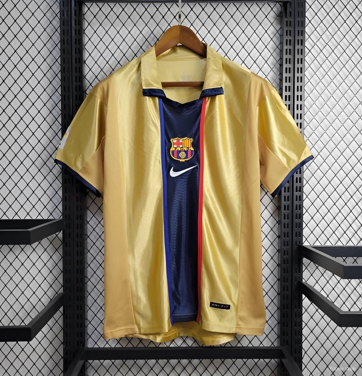 Maglia Retro Trasferta Barcellona 2001-2002 Oro