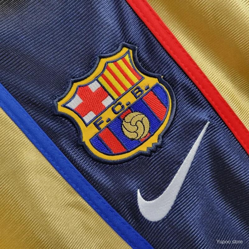 2001-2002 Barcelona Uit Retro Shirt Goud