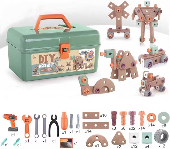 Set di attrezzi Buildmaster – Giocattolo da costruzione da 100 pezzi per bambini creativi