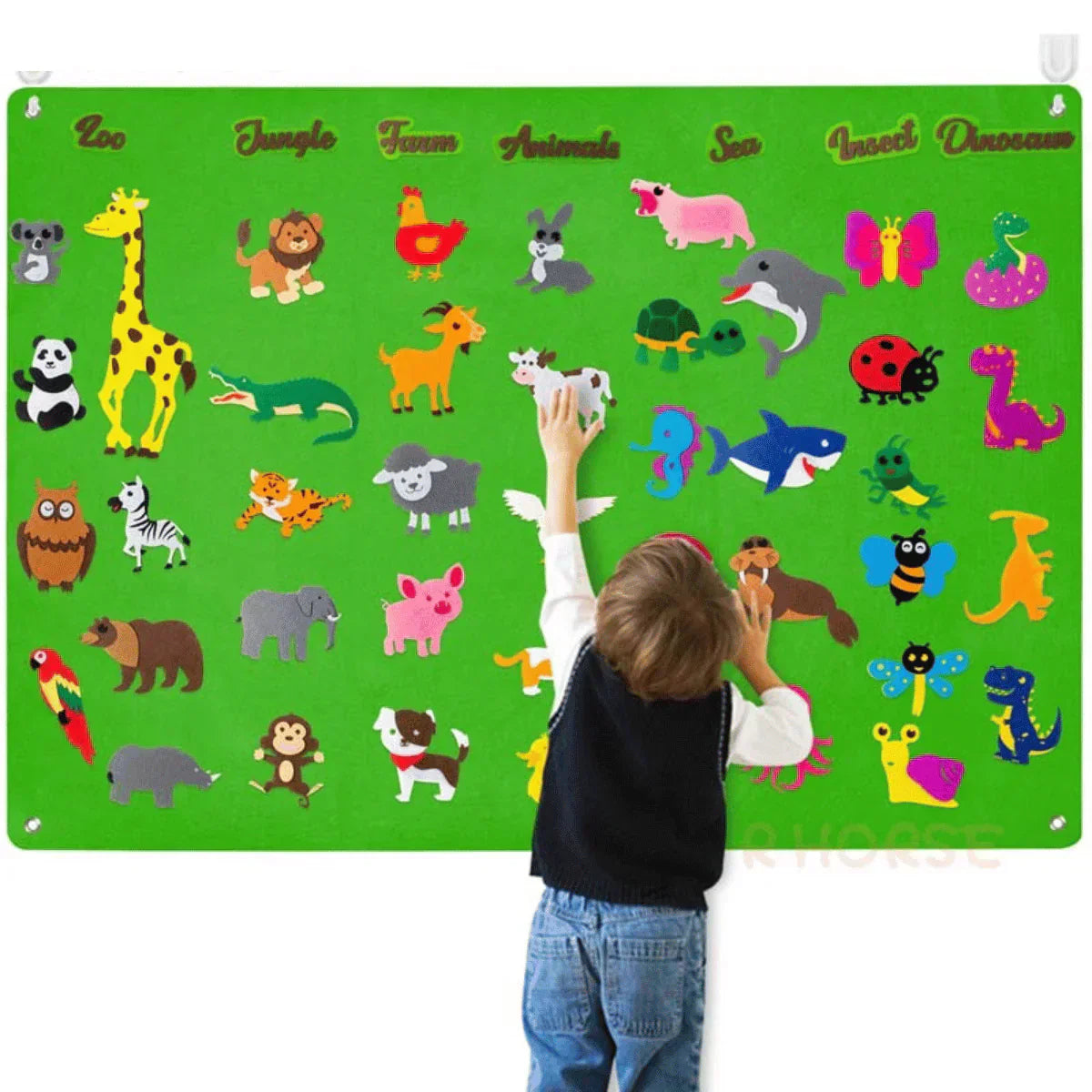 Toywild Felt Board – Creative Animal Learning Set For Kids With 50 Stickers