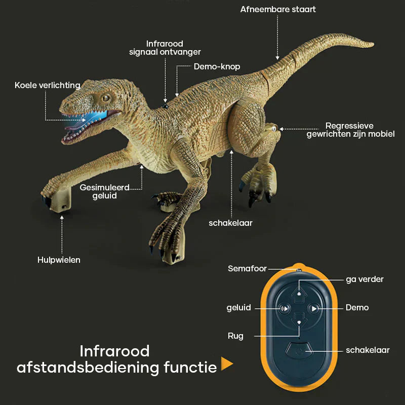 Toyraptor – Giocattolo Dinosauro Telecomandato con Luce, Suono e Movimento Realistico
