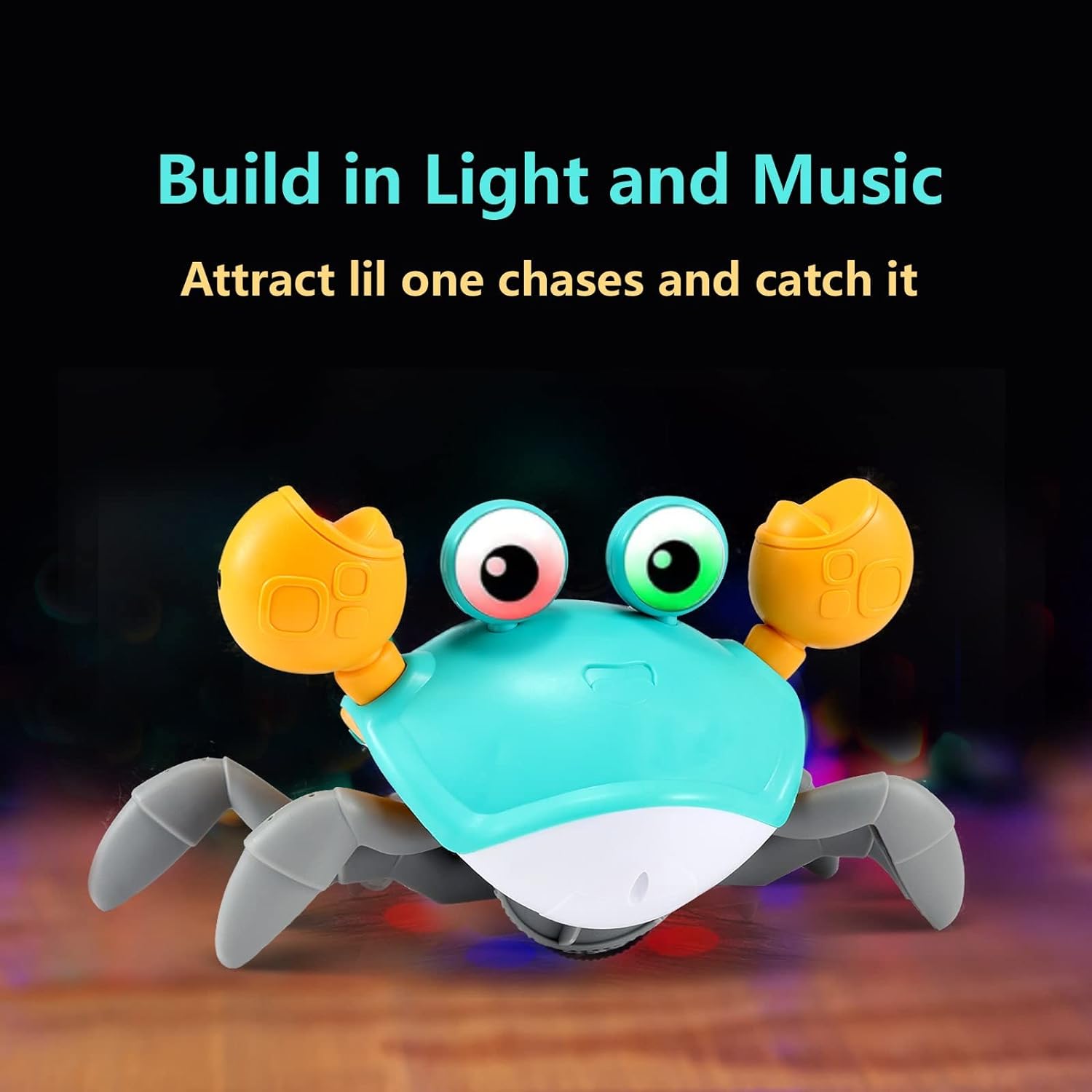Giocattolo Toycrab che striscia – Giocattolo interattivo per bambini con musica, luce e sensore di movimento