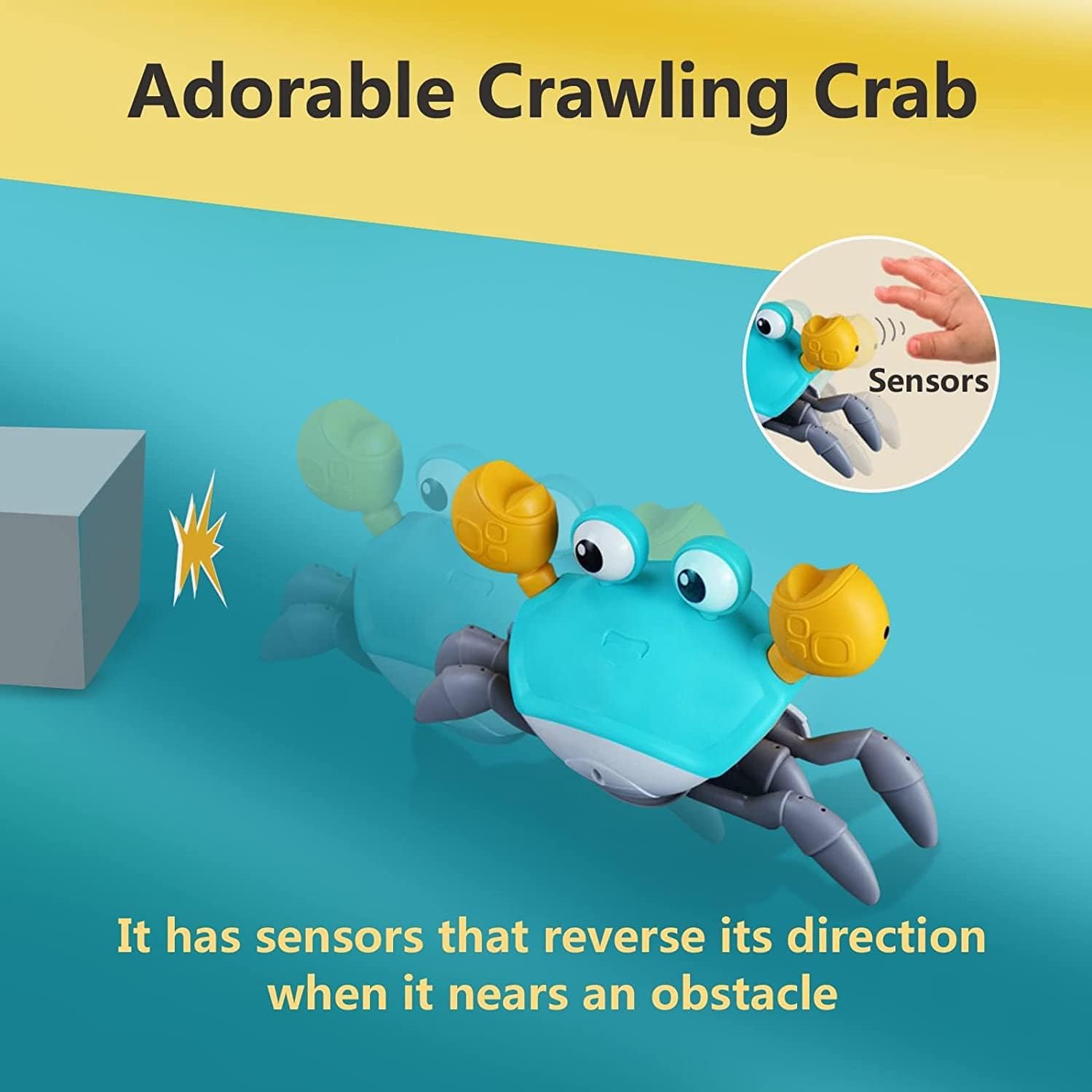 Giocattolo Toycrab che striscia – Giocattolo interattivo per bambini con musica, luce e sensore di movimento