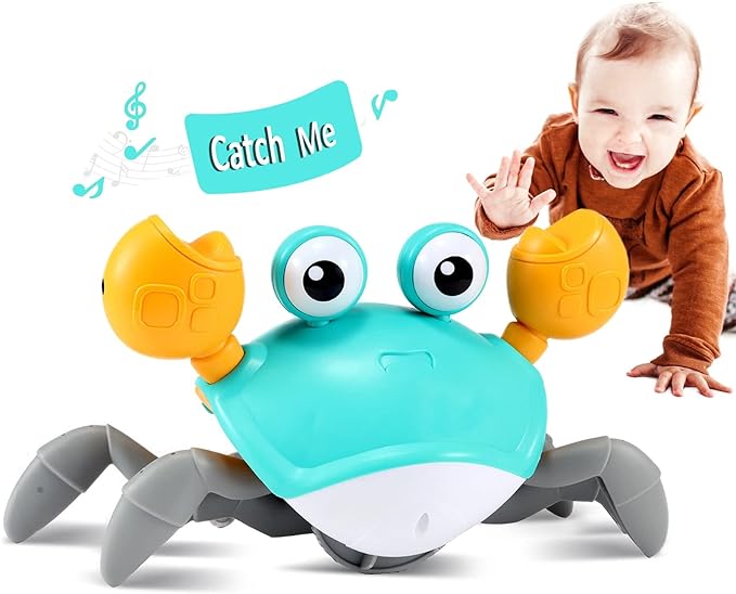 Giocattolo Toycrab che striscia – Giocattolo interattivo per bambini con musica, luce e sensore di movimento