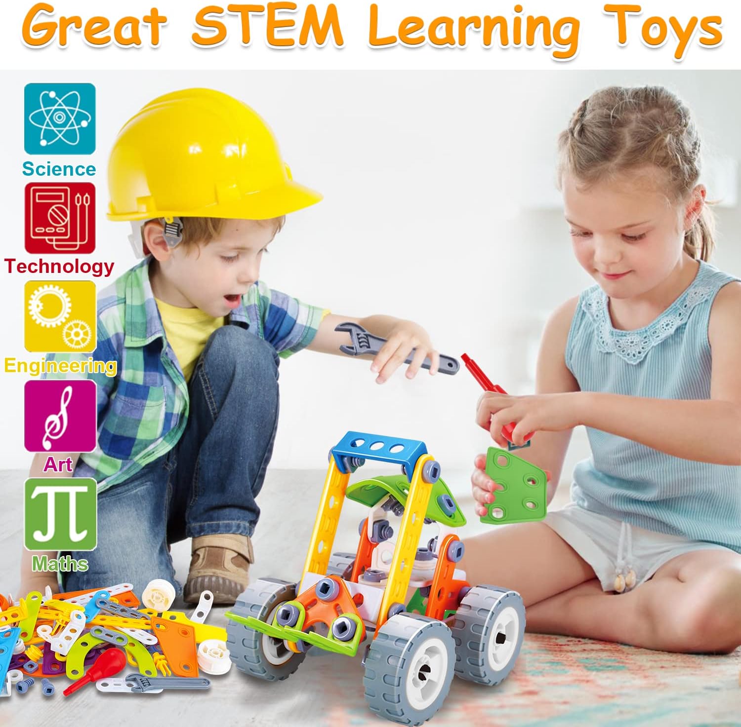 Buildbuddy Construction Set – Colorful Building Blocks For Kids – Promote Creativity And Motor Skills
