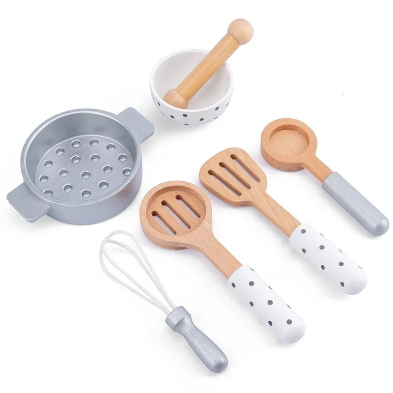 Toychef Woodset – Set da cucina in legno per bambini – Macchina da caffè, tostapane e frullatore – Apprendimento ispirato al metodo Montessori