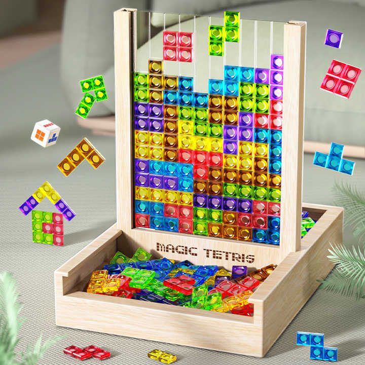 Ecoblock Tetris Board – Gioco di Puzzle in Legno per Bambini e Adulti – Divertimento Sostenibile per l'Allenamento del Cervello