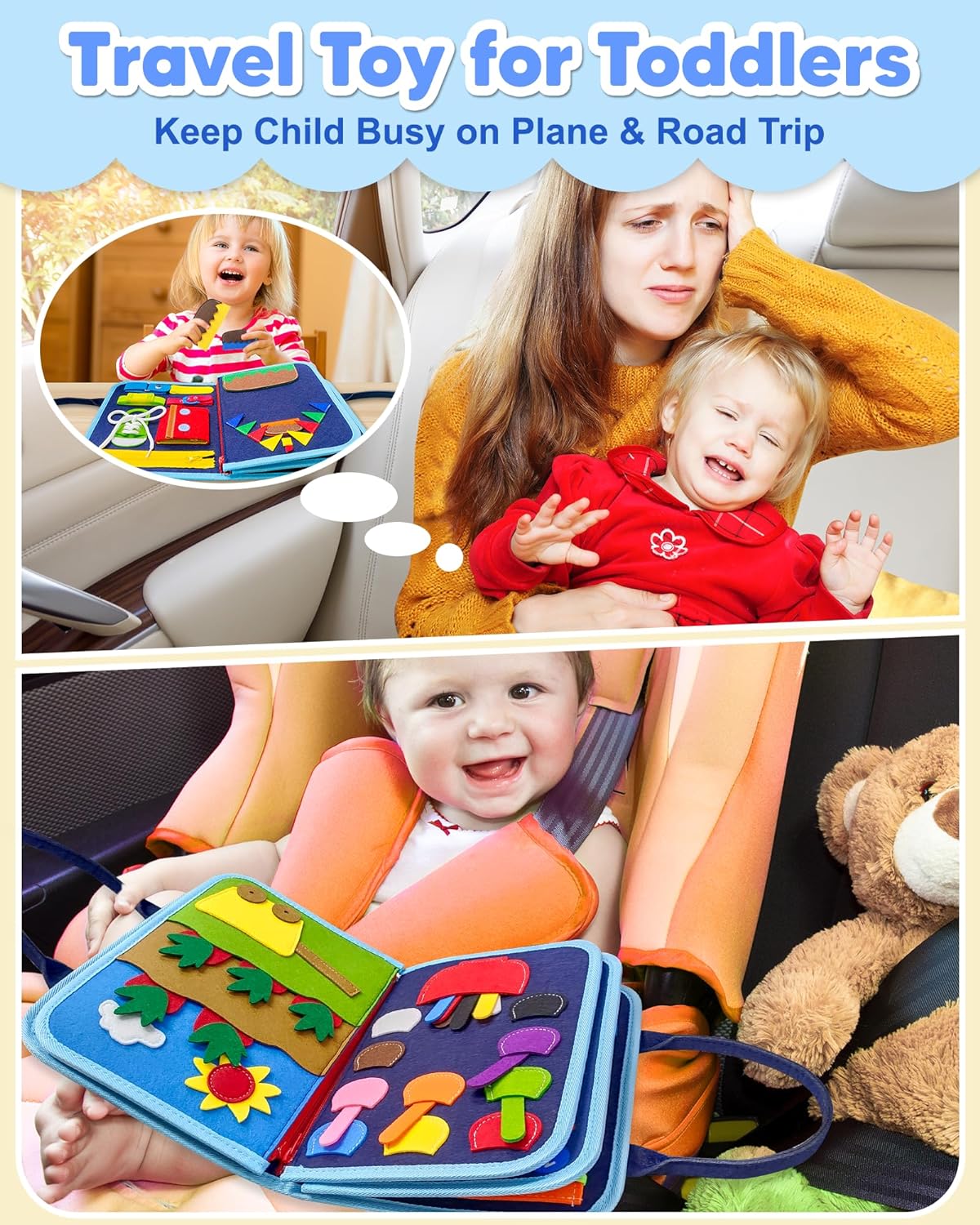 Toyzip Tavola Attività – Tavola Montessori per Bambini con 8 Lati Interattivi di Apprendimento