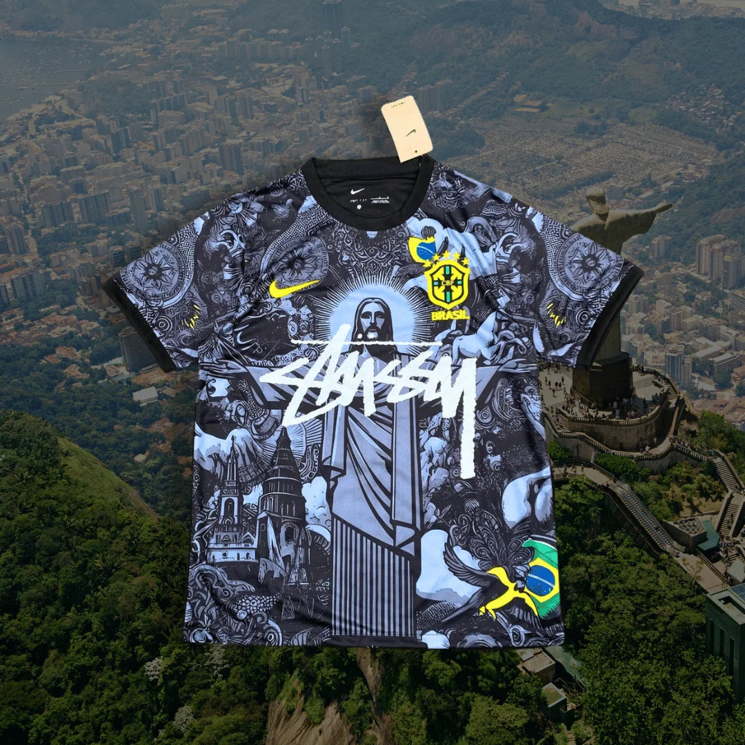 Maillot Stussy Brésil 2024 - Version Jésus-Christ Rédempteur