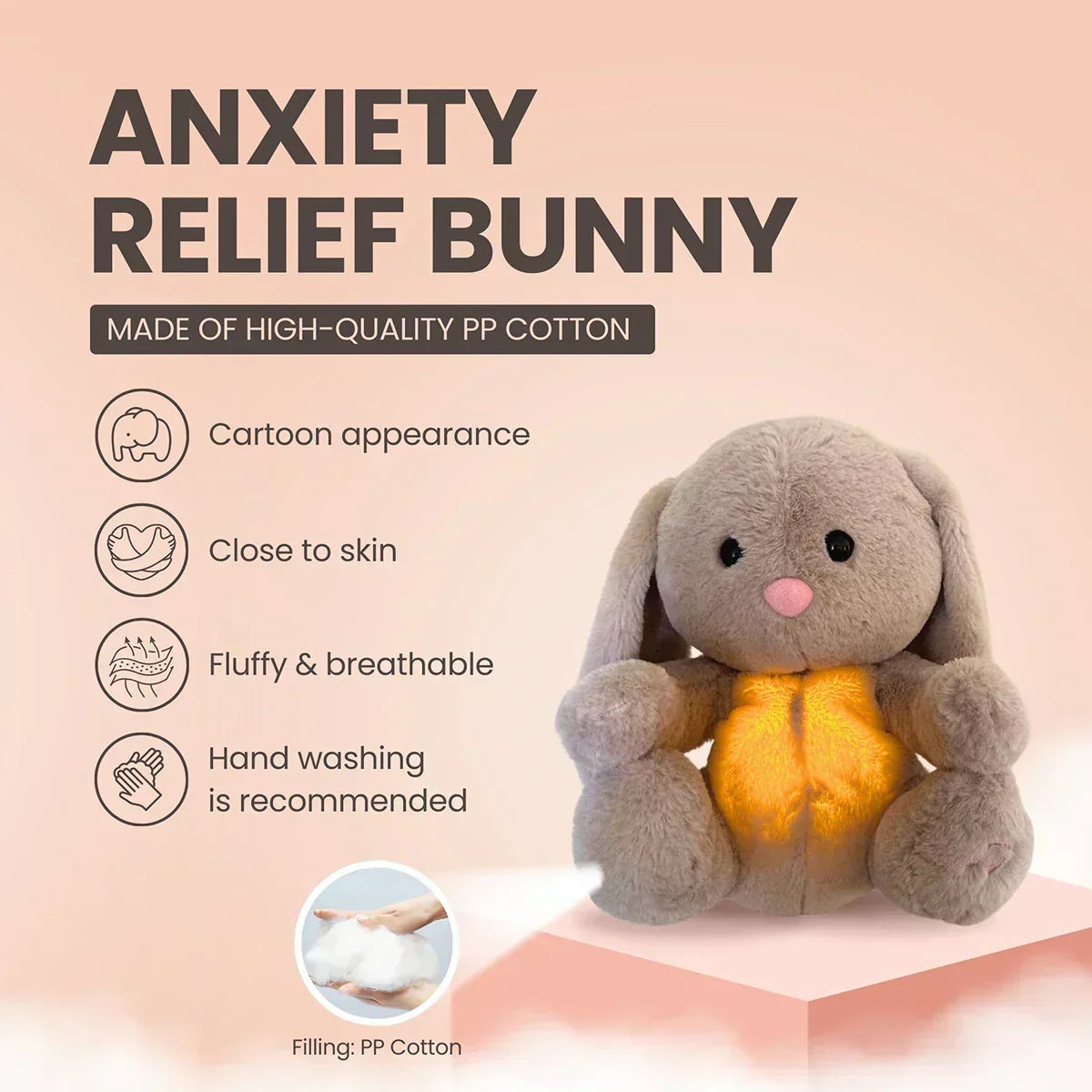 Toybunny calmante – aiuto per il sonno del bambino con simulazione della respirazione, suoni rilassanti e luce