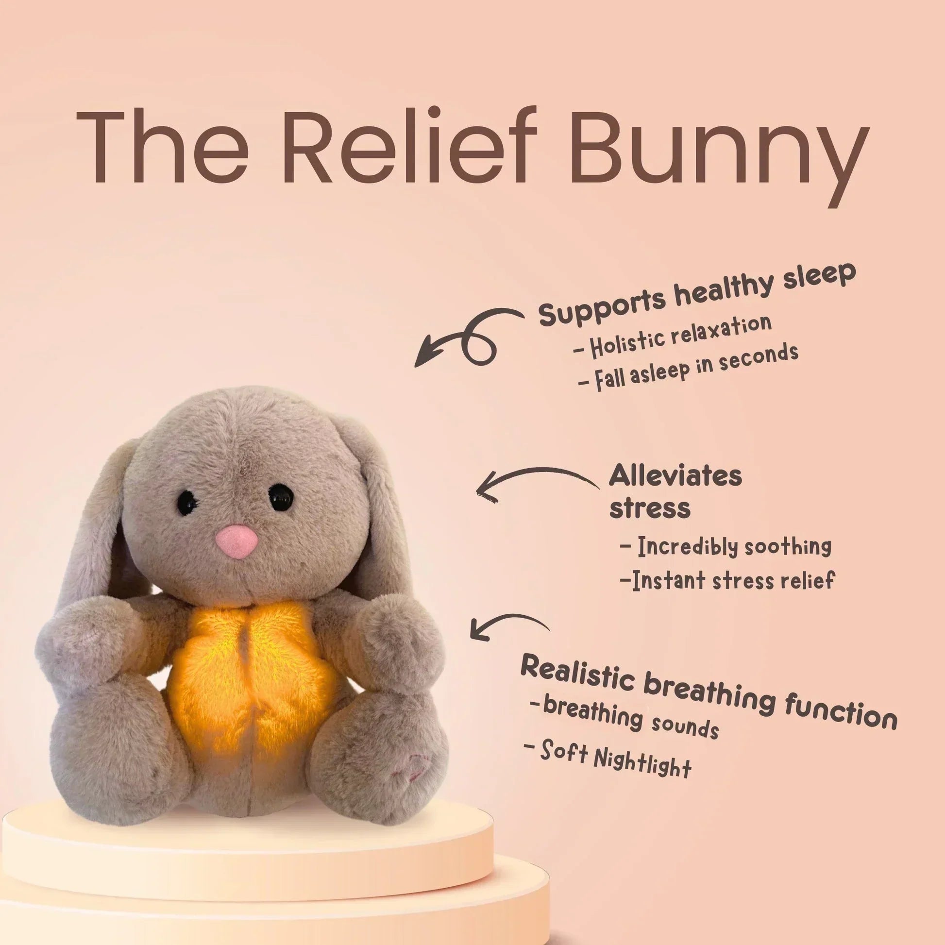 Toybunny calmante – aiuto per il sonno del bambino con simulazione della respirazione, suoni rilassanti e luce