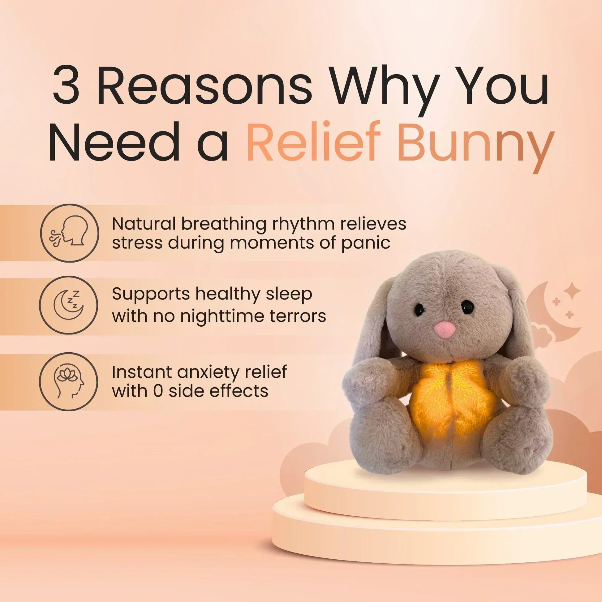 Toybunny calmante – aiuto per il sonno del bambino con simulazione della respirazione, suoni rilassanti e luce