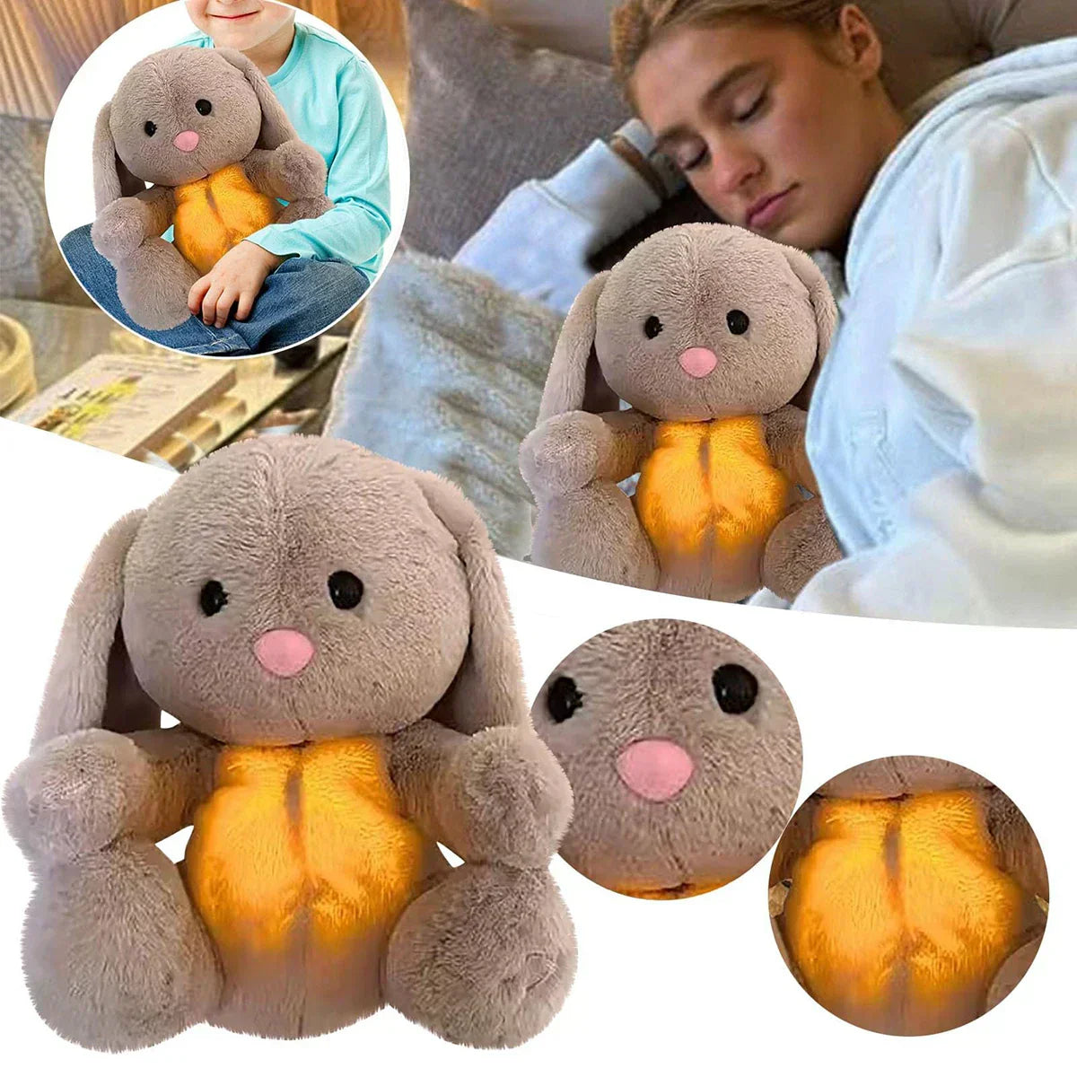 Toybunny calmante – aiuto per il sonno del bambino con simulazione della respirazione, suoni rilassanti e luce