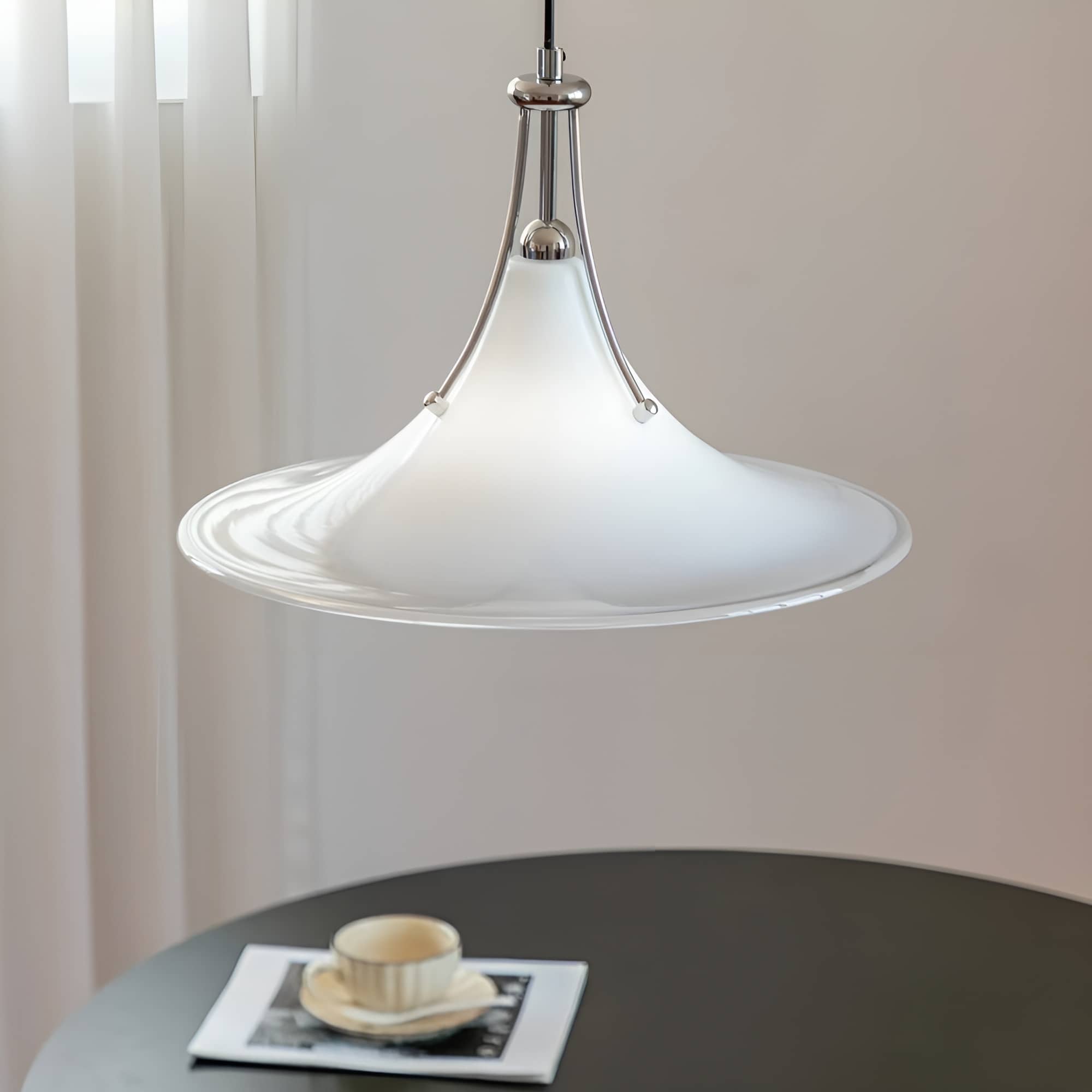 Bauhaus Trumpet Opal Glass Pendant Light