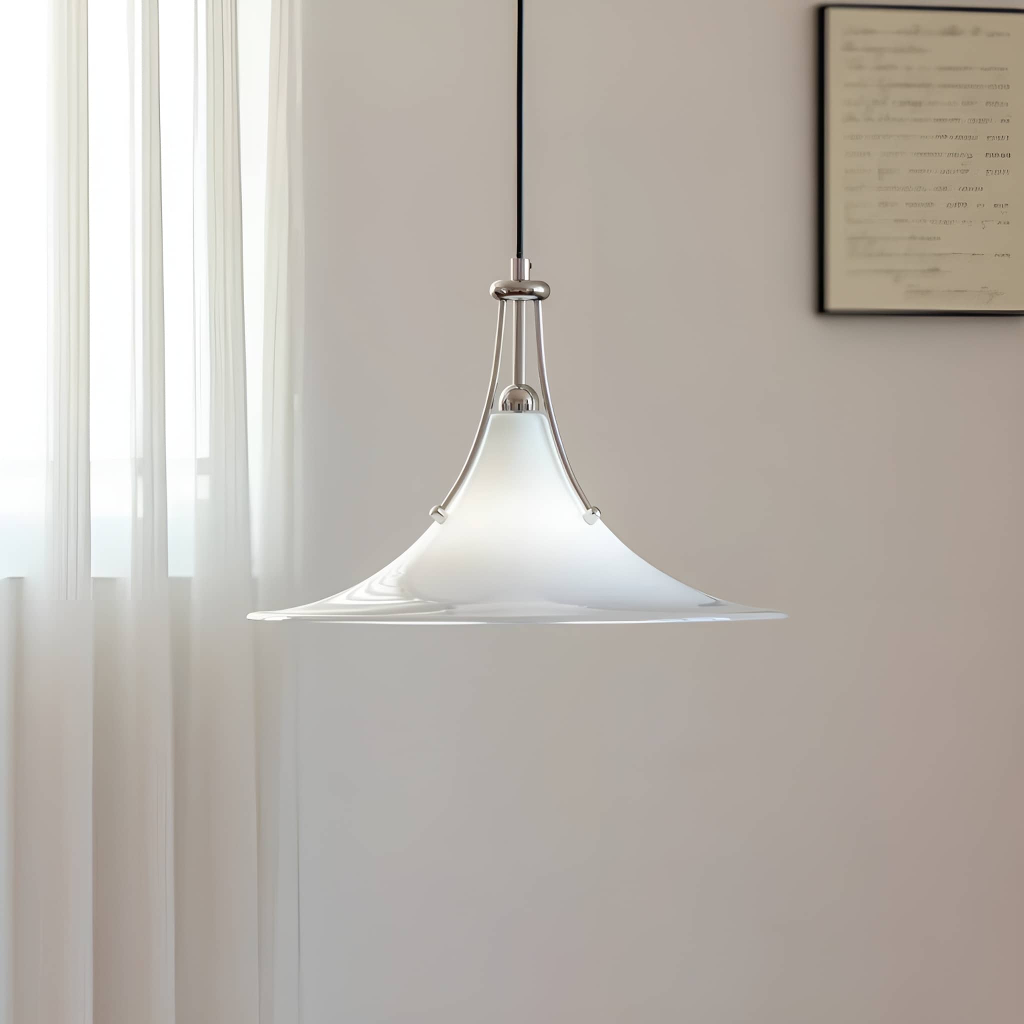 Bauhaus Trumpet Opal Glass Pendant Light