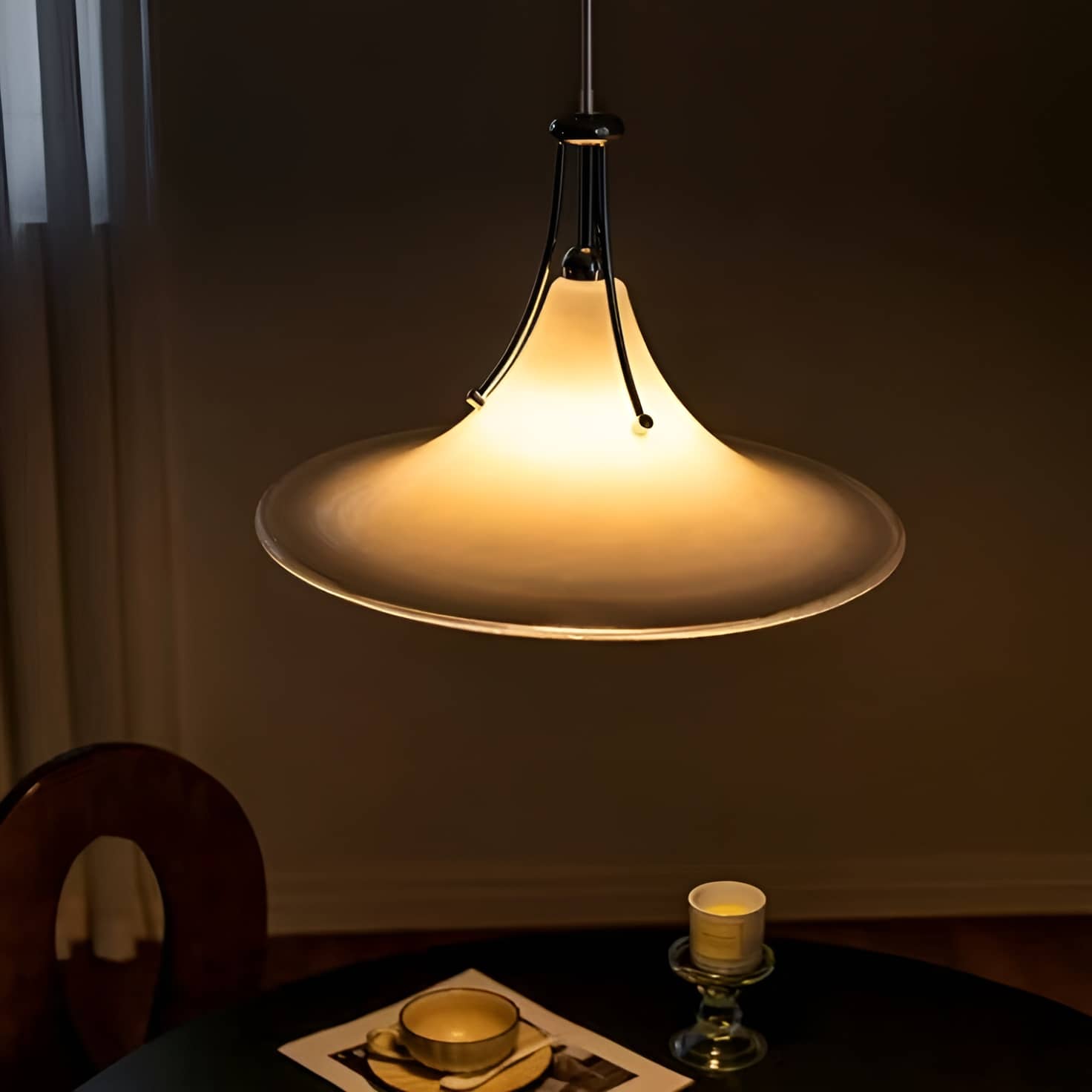 Bauhaus Trumpet Opal Glass Pendant Light