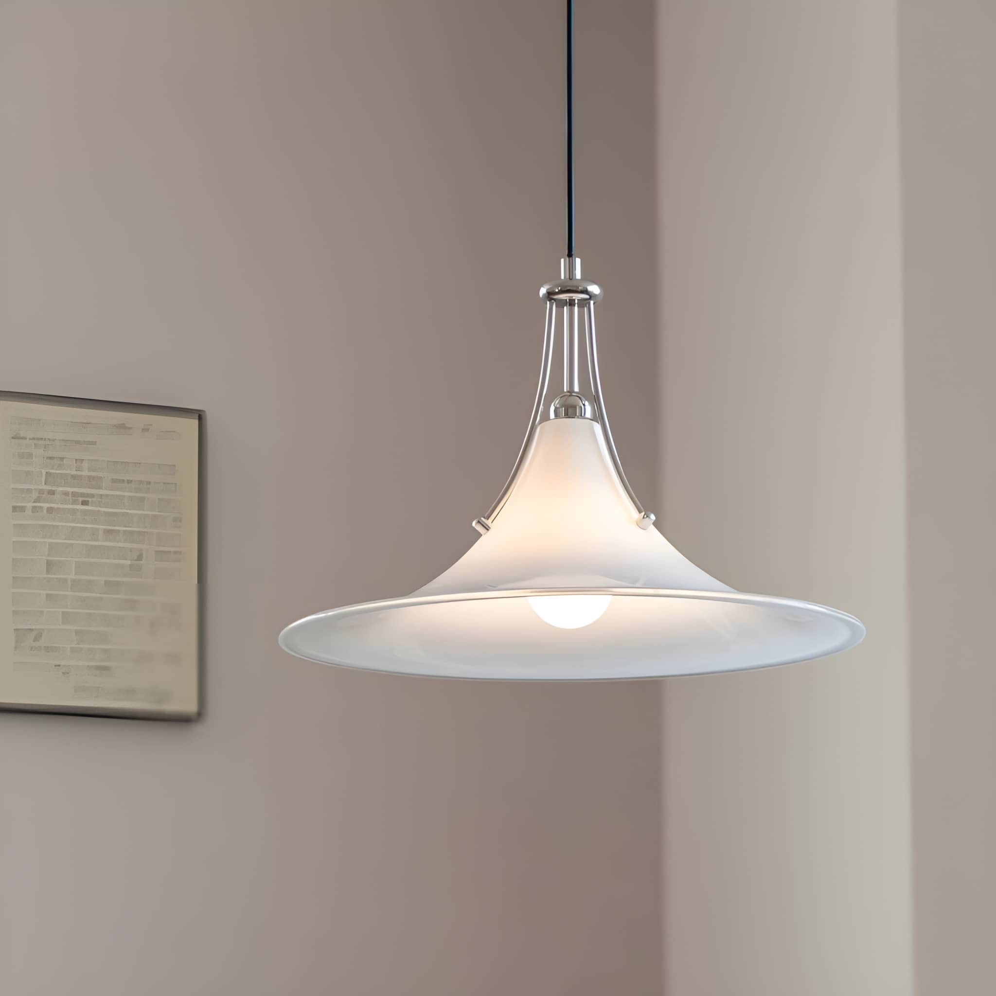 Bauhaus trompet opaalglas hanglamp