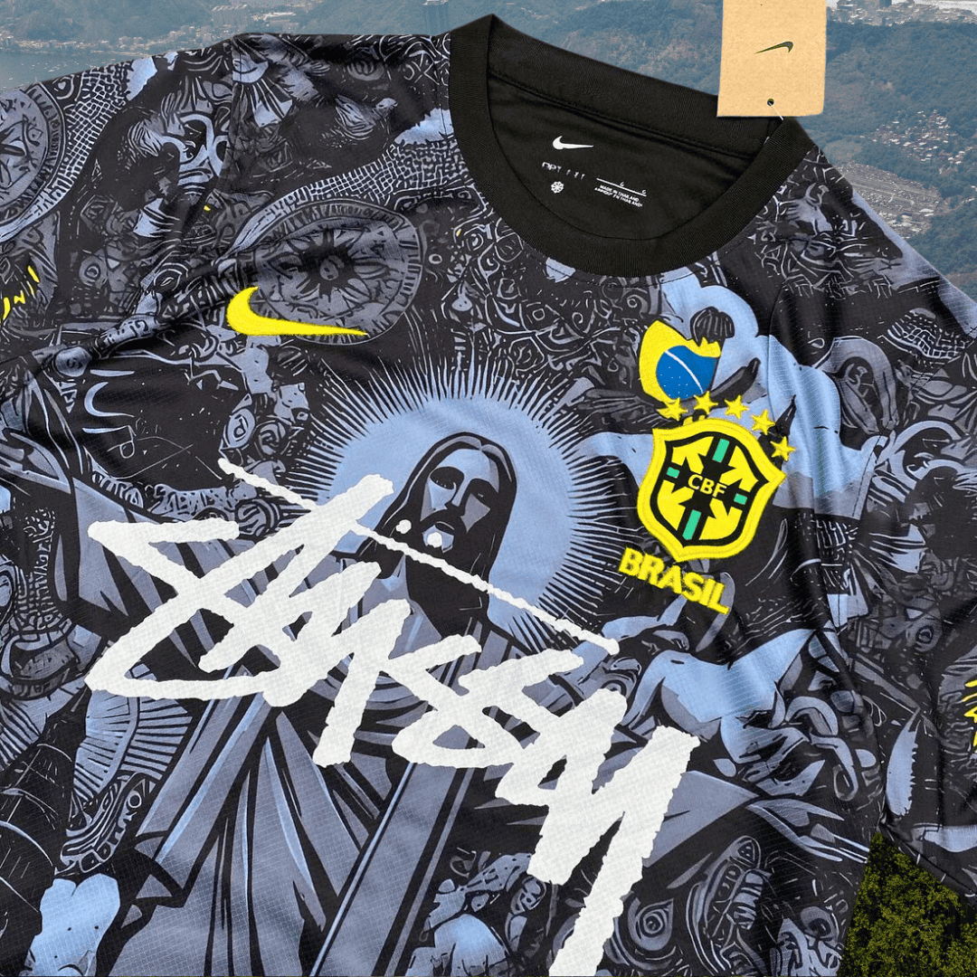 Maillot Stussy Brésil 2024 - Version Jésus-Christ Rédempteur