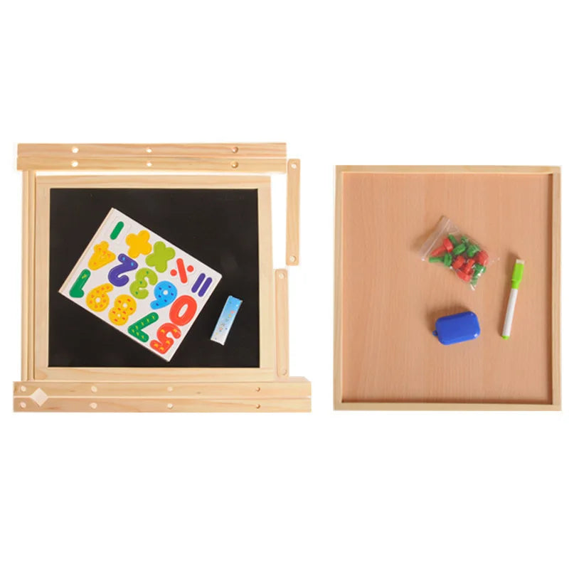 Toyart Duo – Cavalletto regolabile 2 in 1 per bambini – Lavagna nera e lavagna bianca per crescita creativa