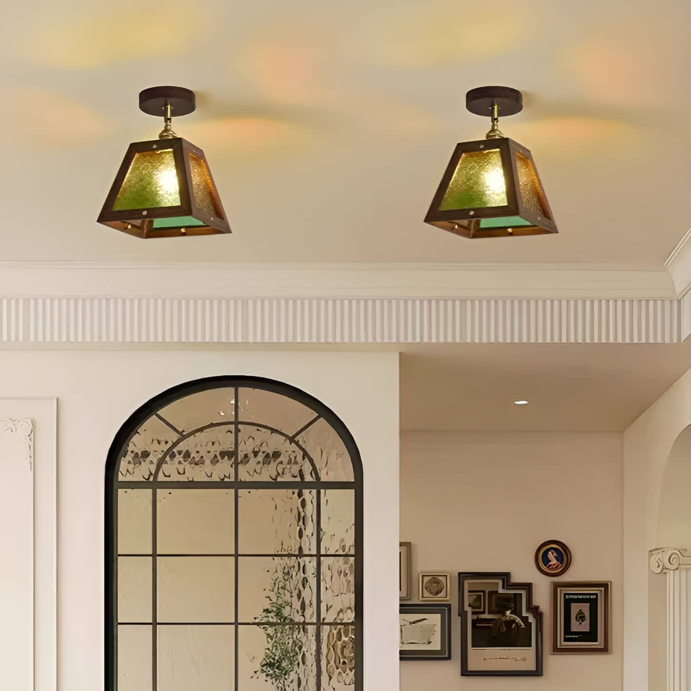 Luminaire de plafond rustique à cadre en bois industriel