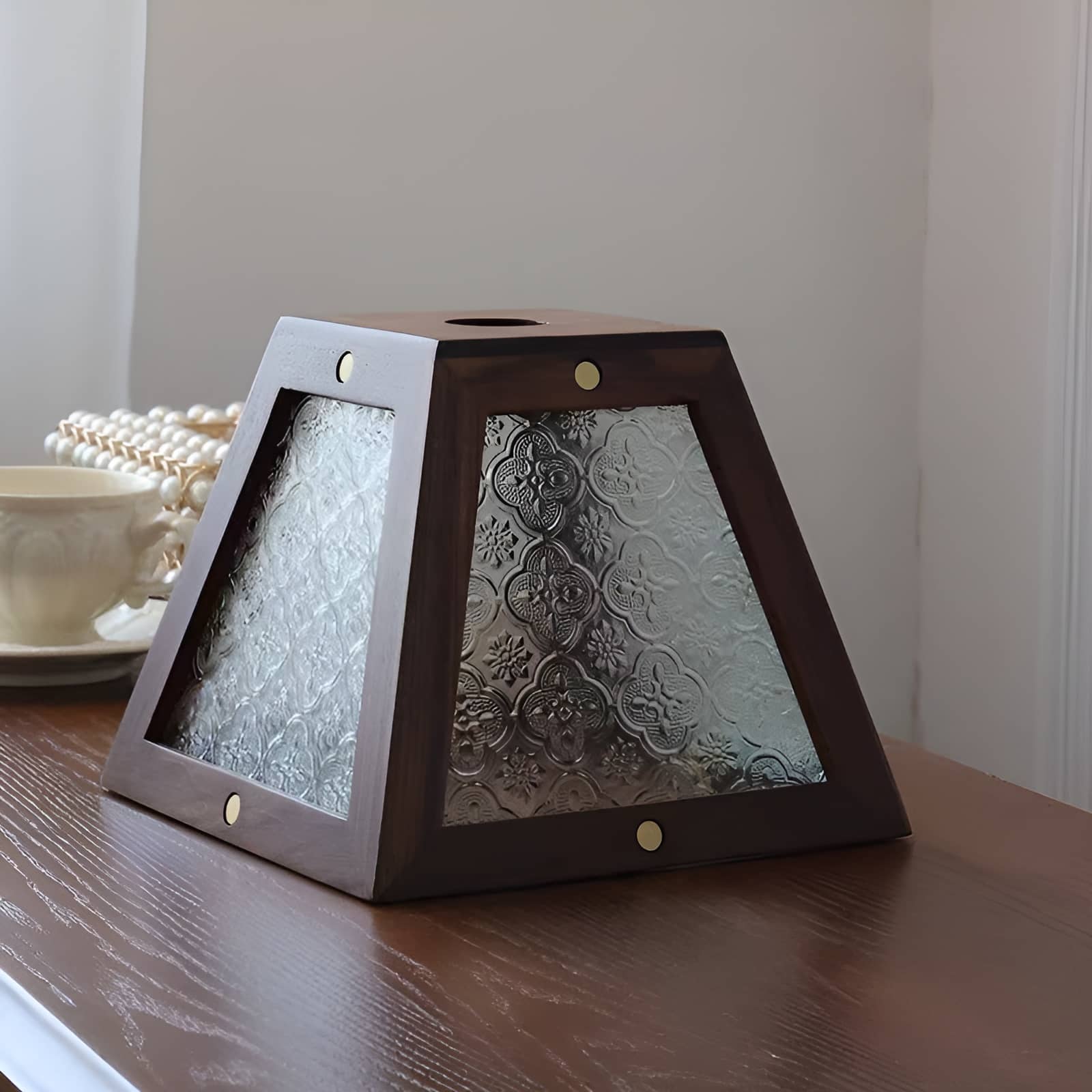 Luminaire de plafond rustique à cadre en bois industriel
