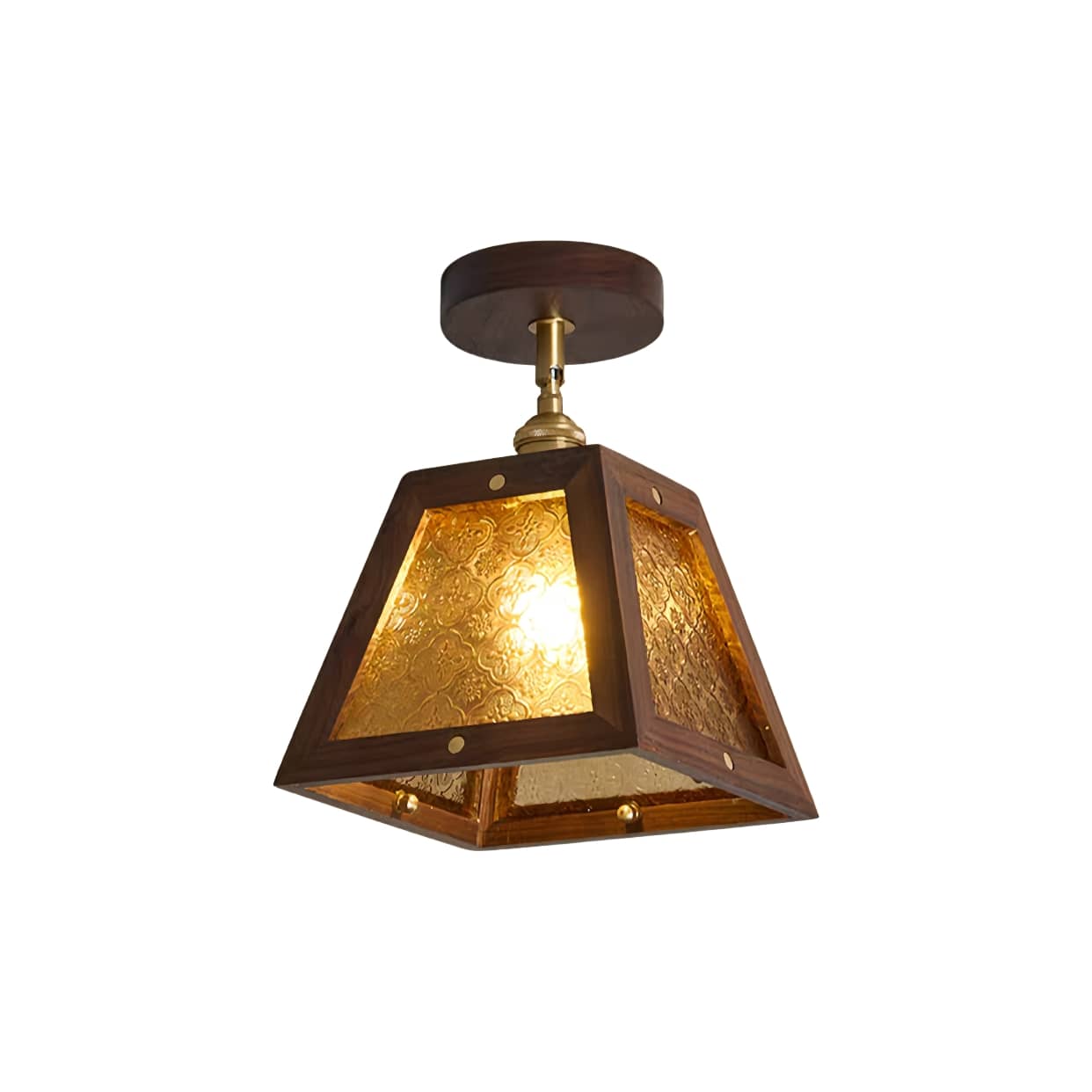 Luminaire de plafond rustique à cadre en bois industriel