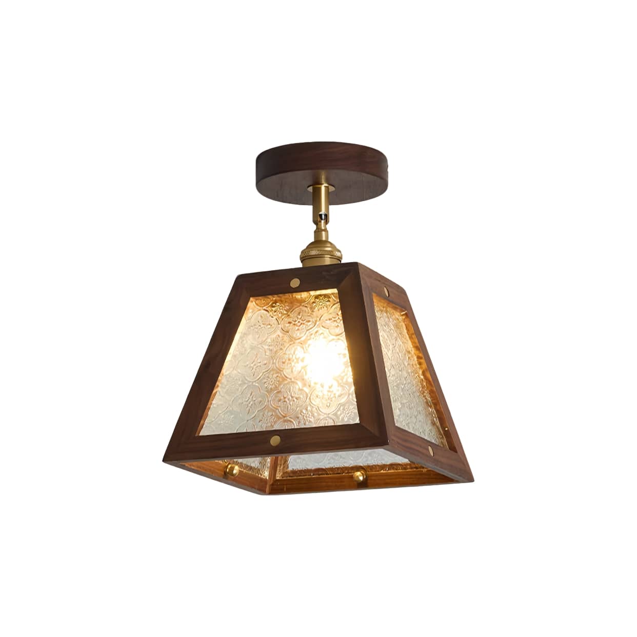 Luminaire de plafond rustique à cadre en bois industriel
