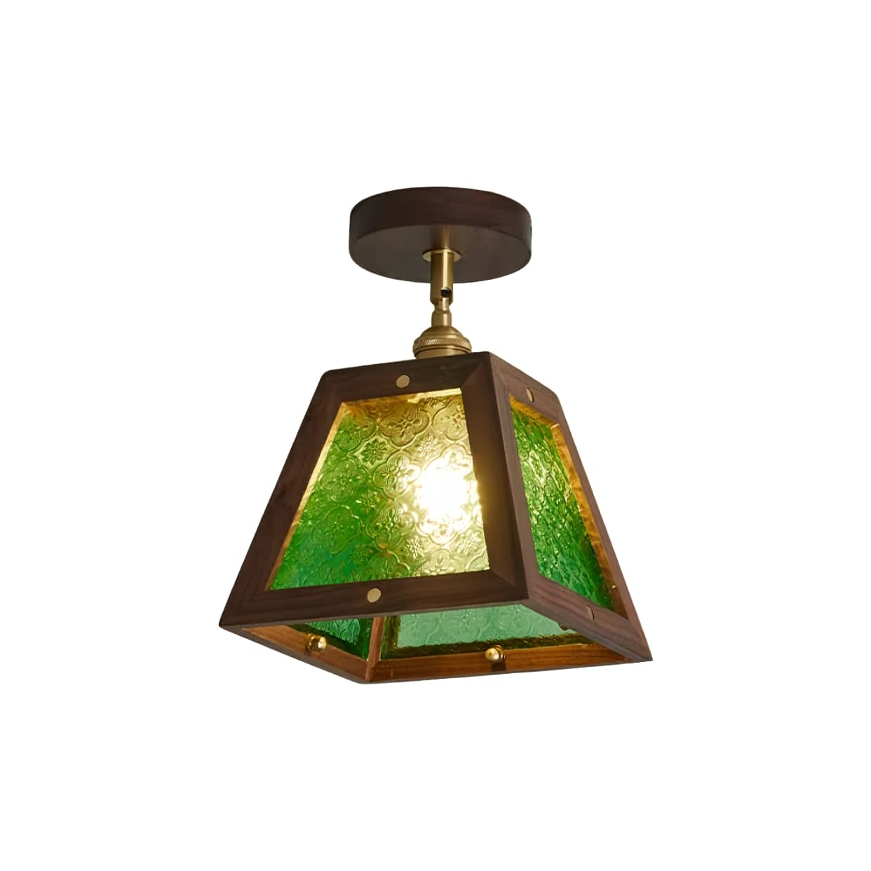 Luminaire de plafond rustique à cadre en bois industriel