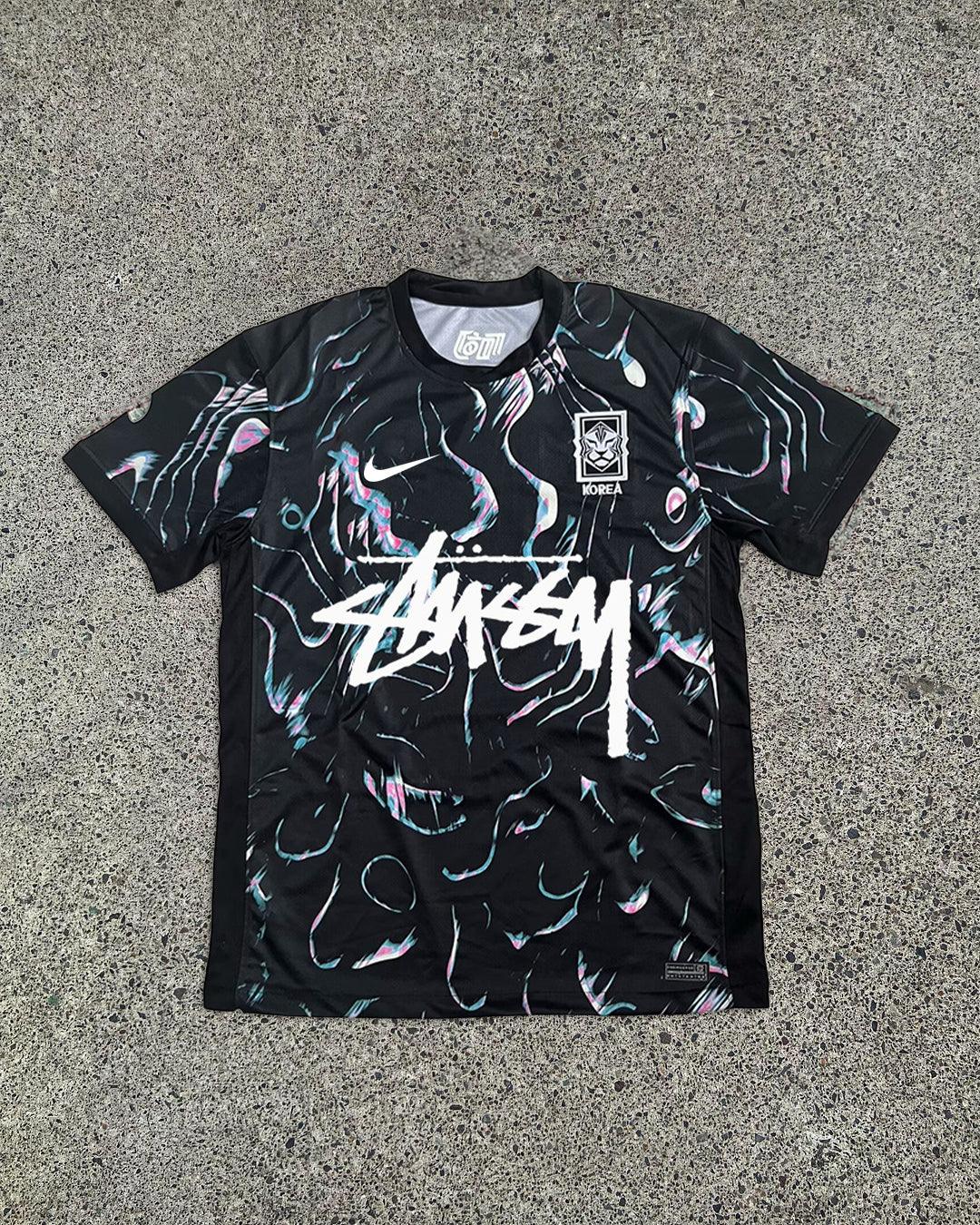 Maillot de football noir édition spéciale Corée x Stussy