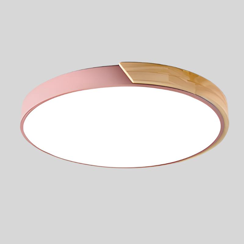 Plafonnier bois LED moderne à montage affleurant