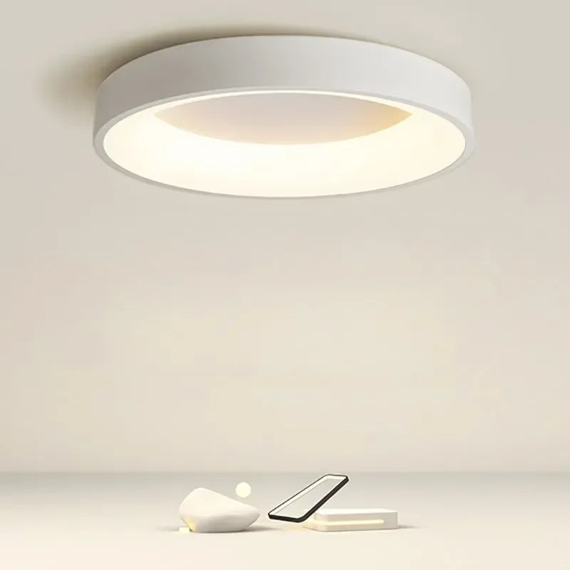Nordic Round LED Flush Mount Ceiling Light Fixture – Minimalist Design for Elegant Home Illumination, 1200 Lumens, Easy Installation