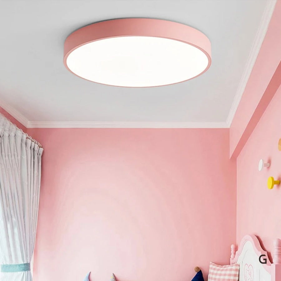 Plafonnier bois LED moderne à montage affleurant
