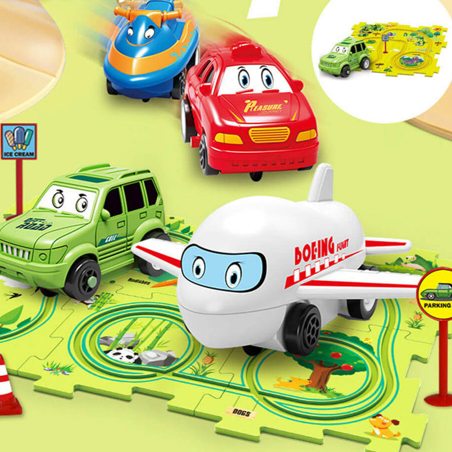 Carpuzzle – Creatieve racebaanpuzzel met auto en accessoires