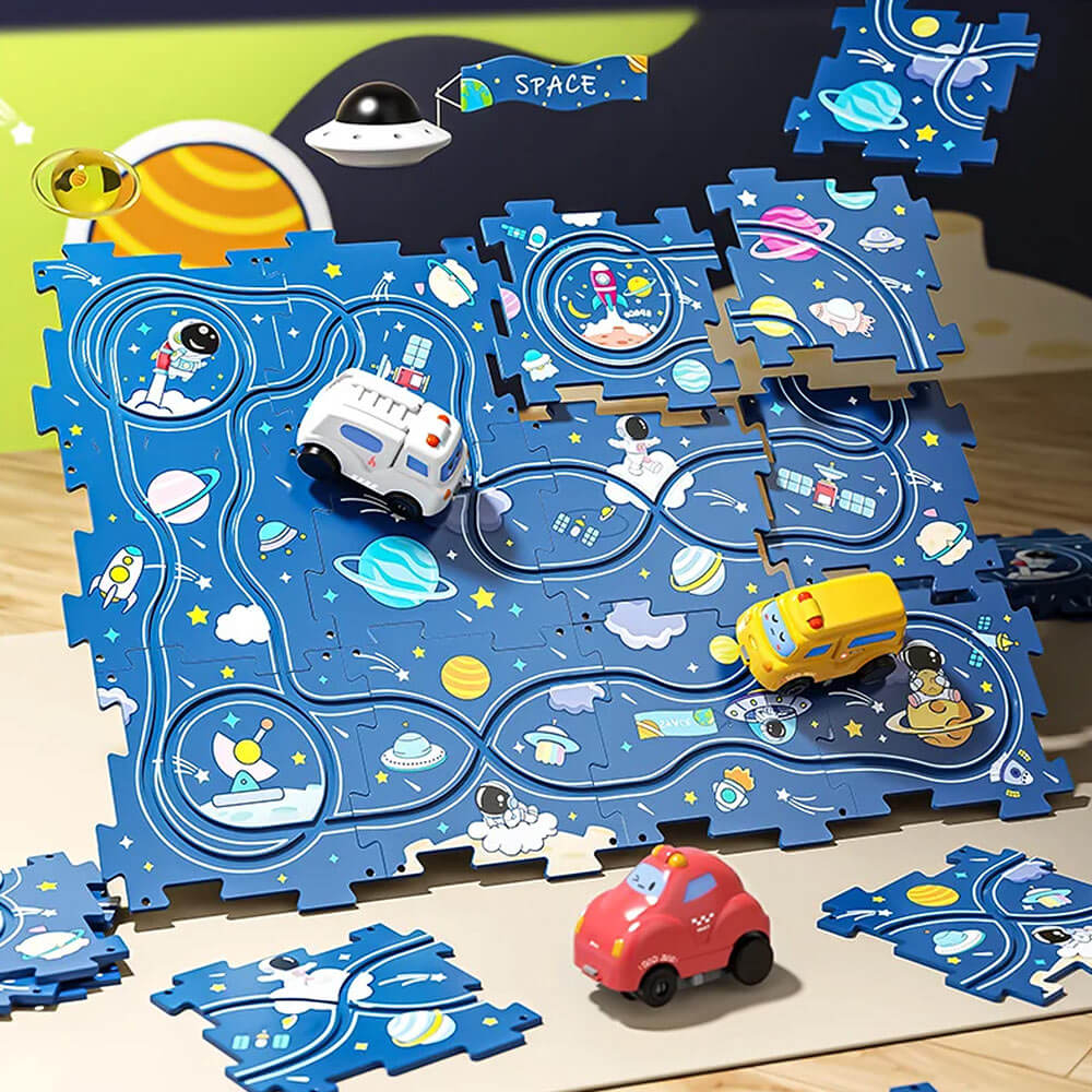 Creativecraft Puzzle – Costruisci la tua pista da corsa – Giocattolo educativo per lo sviluppo delle capacità motorie per bambini
