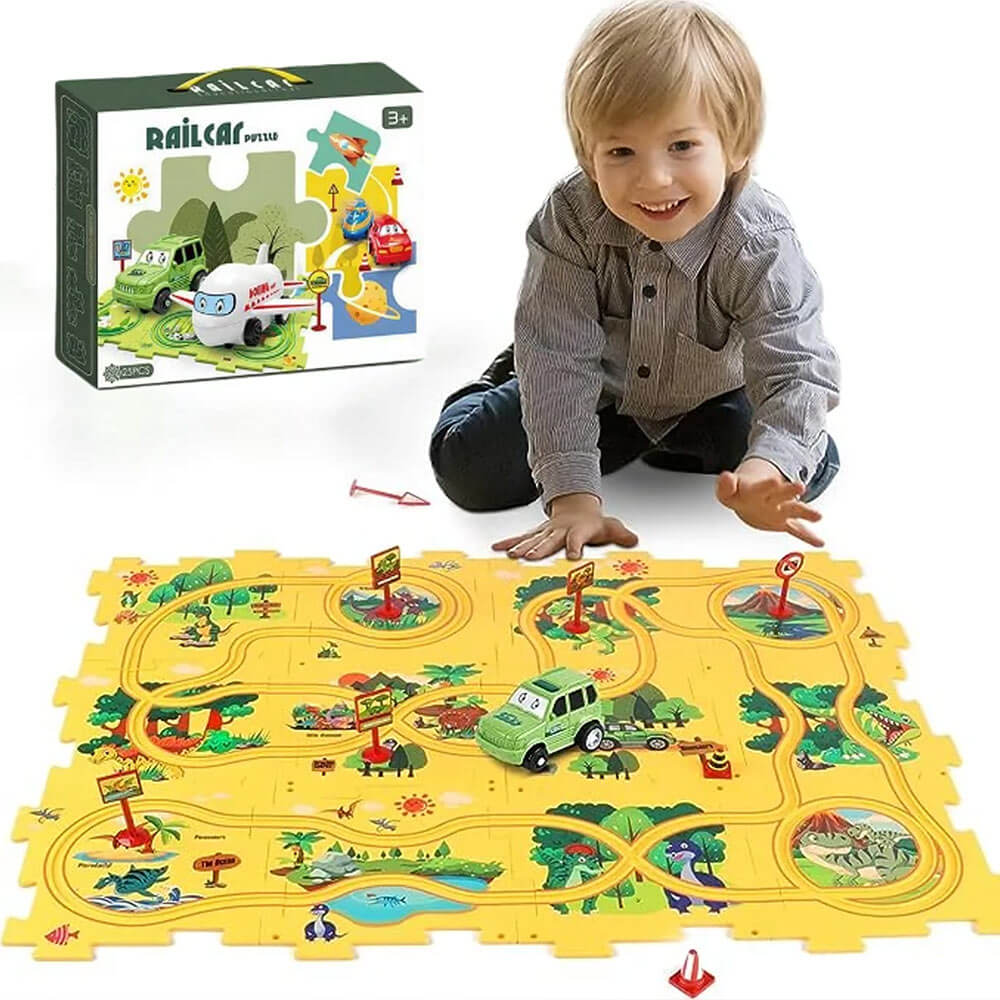 Creativecraft Puzzle – Costruisci la tua pista da corsa – Giocattolo educativo per lo sviluppo delle capacità motorie per bambini