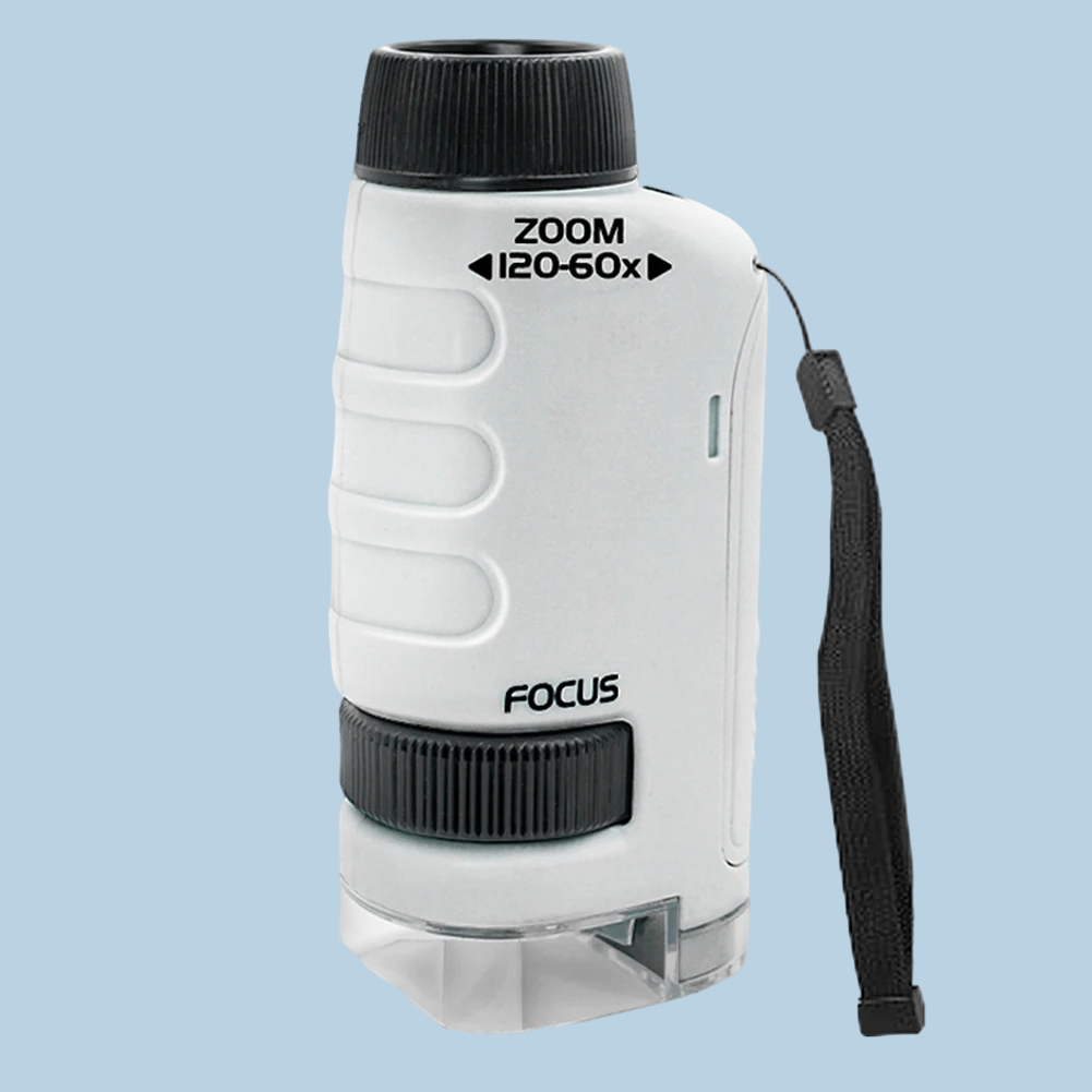 Explorerlens – Draagbare Microscoop voor Kinderen – 60X–120X Zoom met LED-licht voor Ontdekkingen Buiten