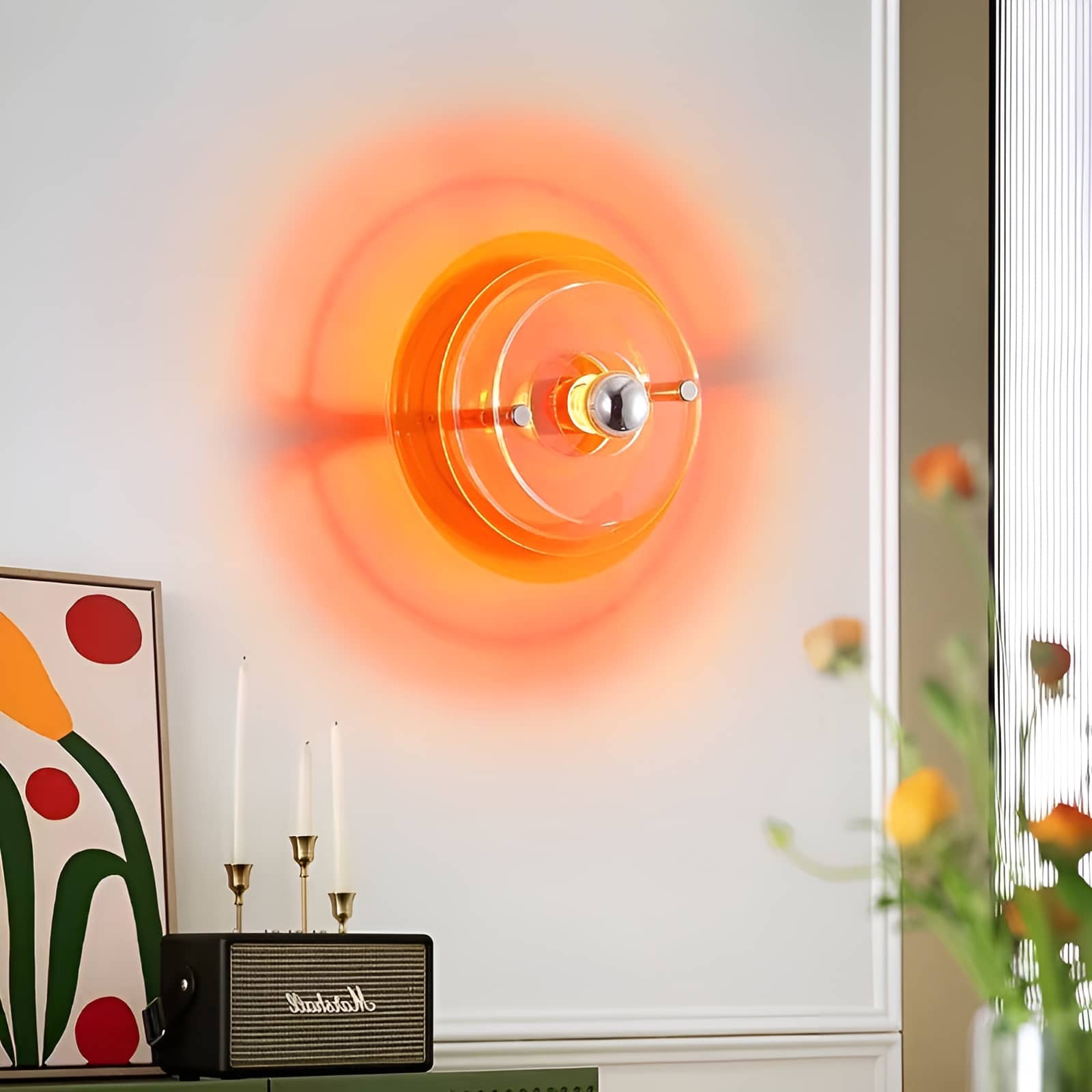 Applique murale décorative en acrylique Space Age UFO