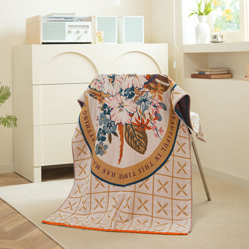 Among the flower fields 40S Pure Cotton Gauze Bath Towel - Extra Large, Thick, Soft, and Highly Absorbent for Adults