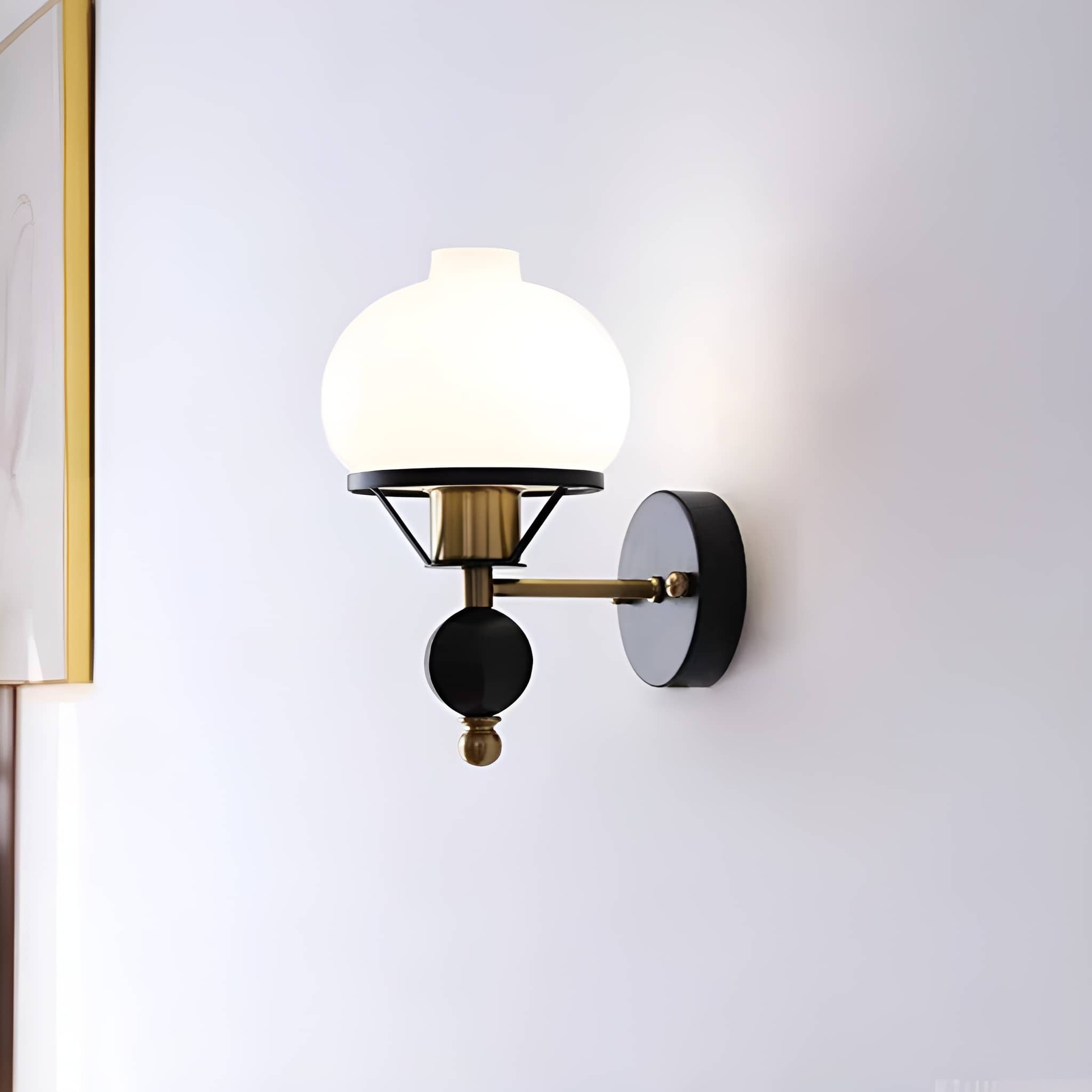 Vintage Bauhaus Opal Globe Wall Light