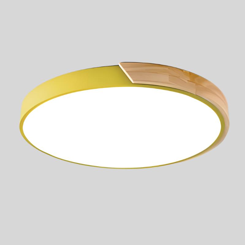 Plafonnier bois LED moderne à montage affleurant