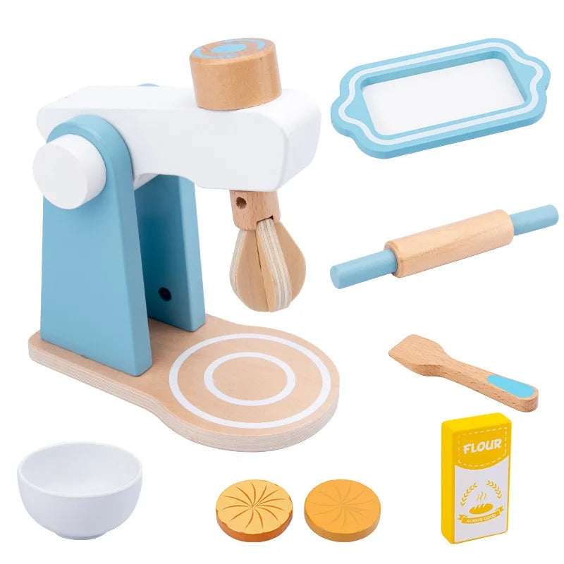 Toychef Woodset – Set da cucina in legno per bambini – Macchina da caffè, tostapane e frullatore – Apprendimento ispirato al metodo Montessori