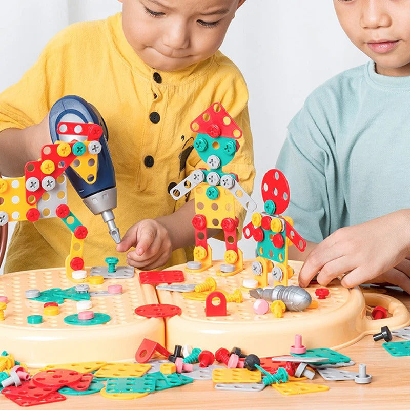 Kit di attrezzi Toybuild – Set creativo di attrezzi con mini trapano per piccoli costruttori